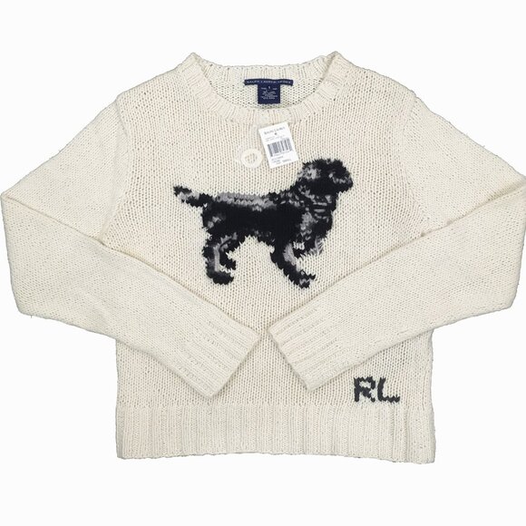 NEW Vintage Polo Ralph Lauren Sweater! S or L Creme With Black Lab Dog Design - Picture 2 of 3